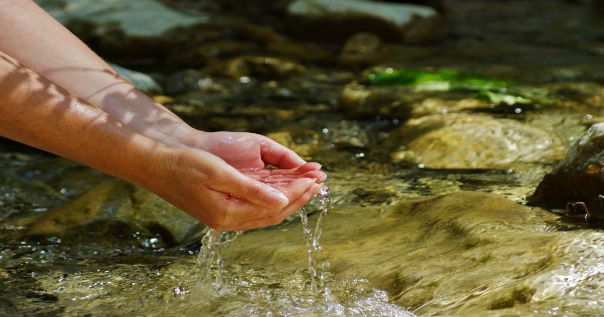 drink water hands survival river