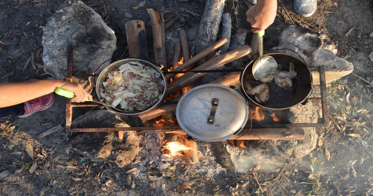 foods cooked on open survival fire