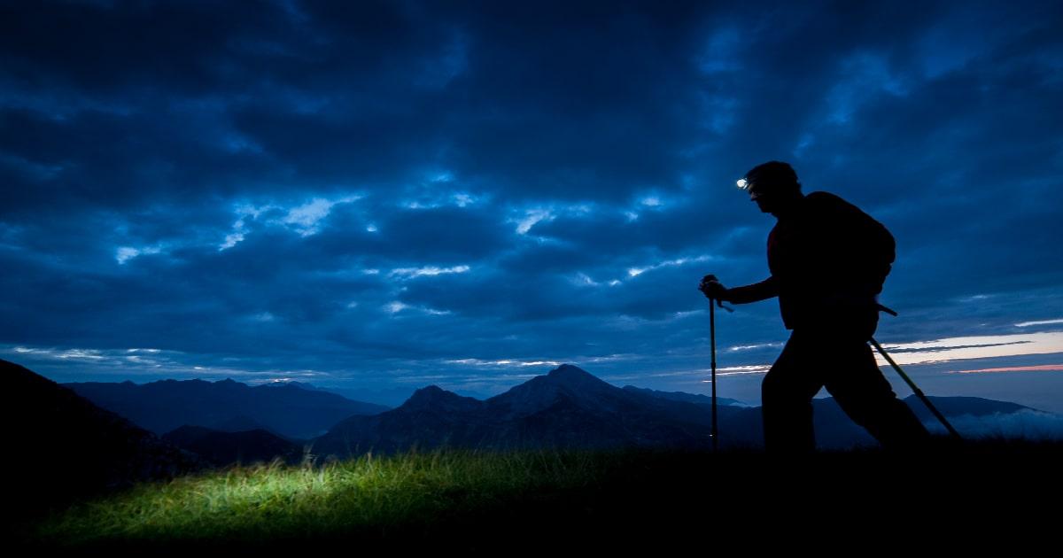 hiking at night with a headtorch