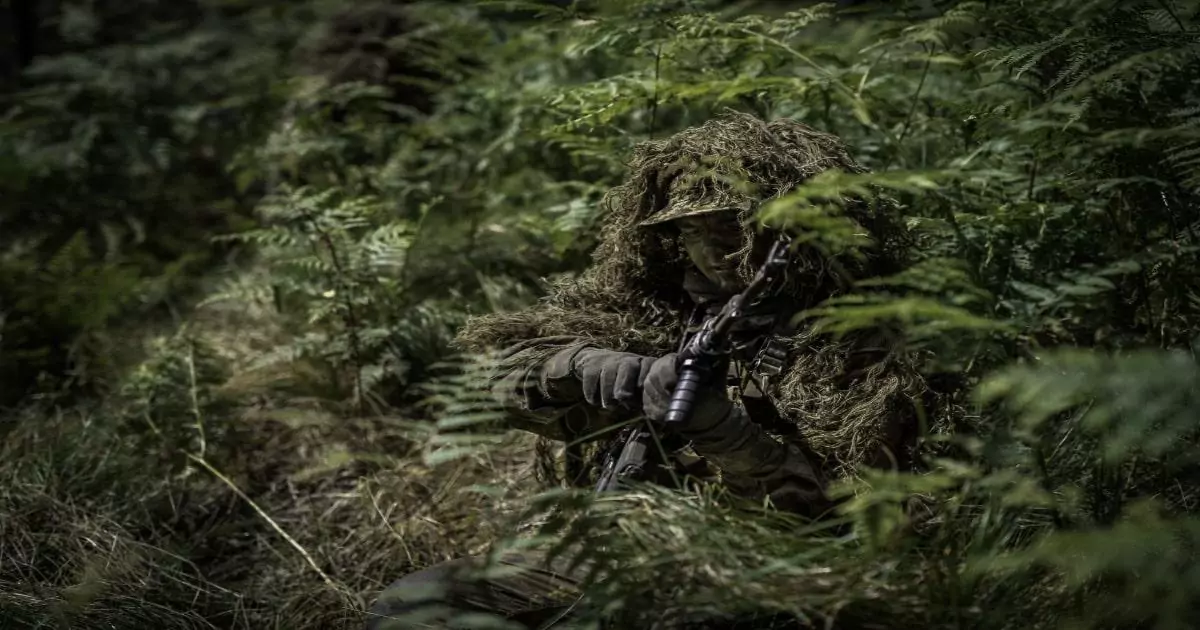 man ghilie suit army camouflage prepper