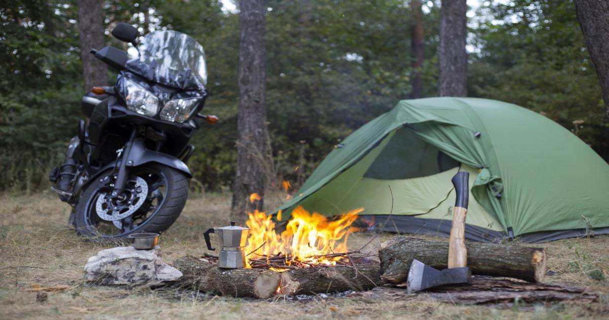 motorbike campfire tent axe survival