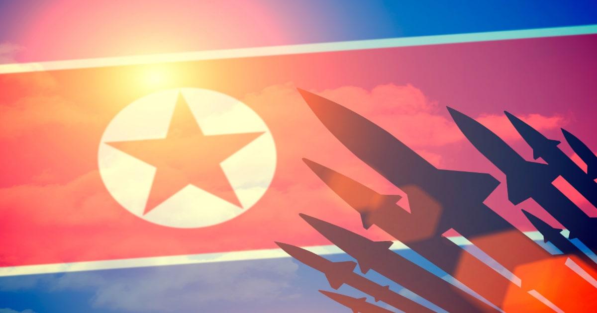 north korea nuclear missile flag