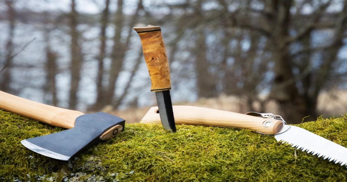 survival tools axe knife saw